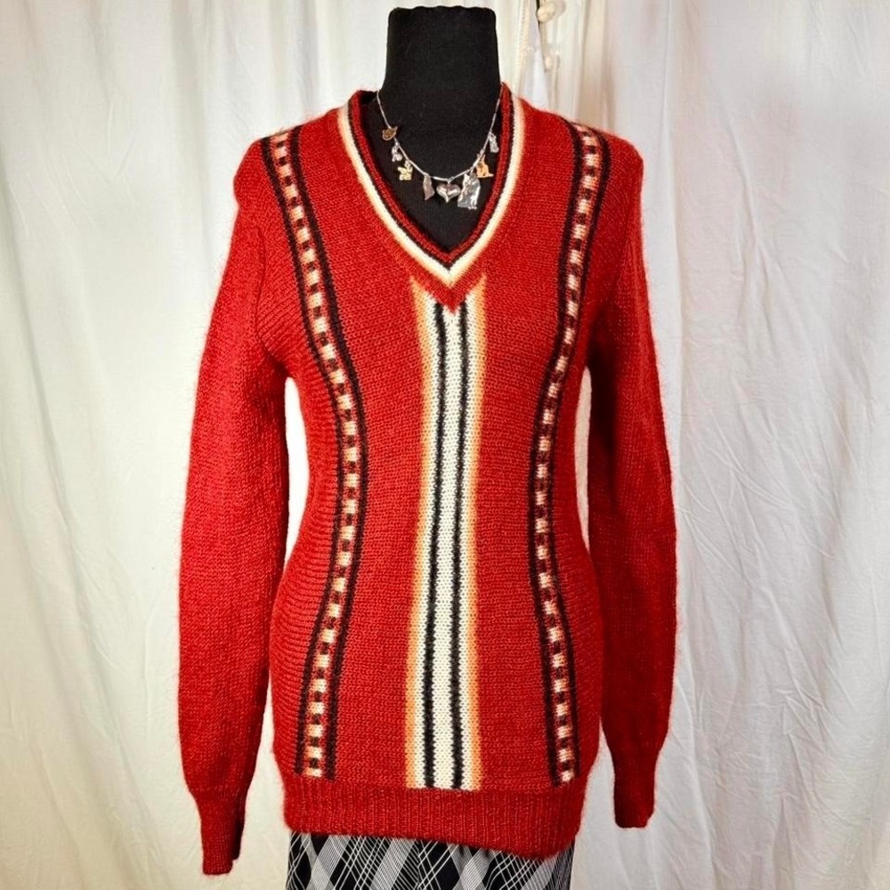 Vintage‎ Wappan Fuzzy Knit Sweater – Rust Red – Size M (Fits S/M)